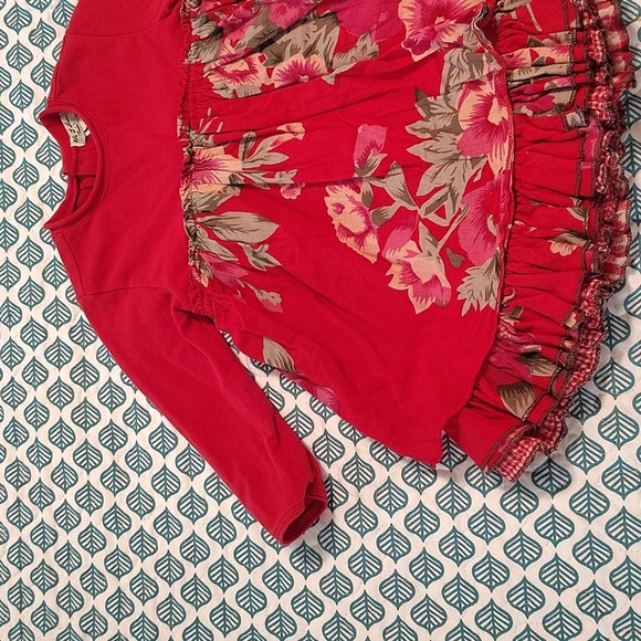 Elaina et Lena Red Floral Dress Size 12 Months Layers Long Sleeve Cotton - Picture 2 of 7